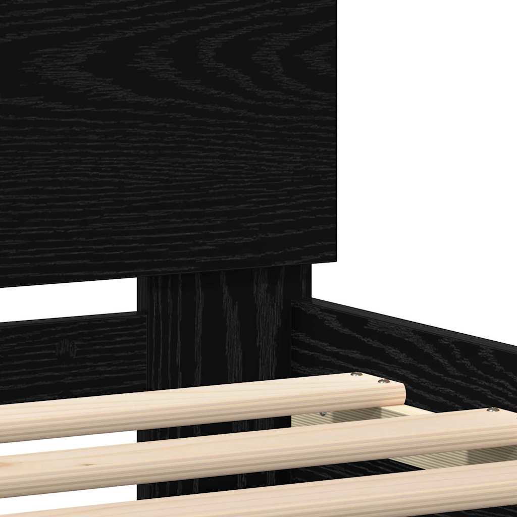 Struttura del letto con strisce LED Rovere Nero 180 x 200 cm | homemem39