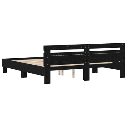 Struttura del letto con strisce LED Rovere Nero 180 x 200 cm | homemem39