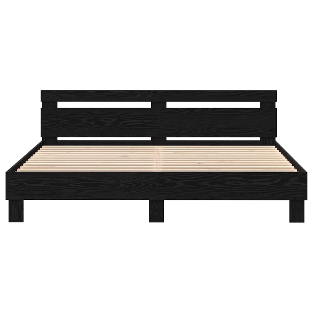 Struttura del letto con strisce LED Rovere Nero 180 x 200 cm | homemem39