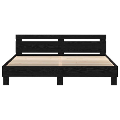 Struttura del letto con strisce LED Rovere Nero 180 x 200 cm | homemem39