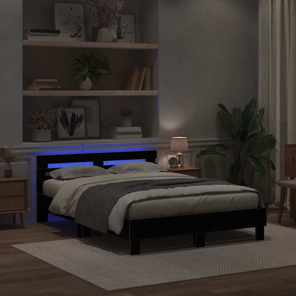 Struttura del letto Rovere Nero 150 x 200 cm Legno multistrato | homemem39