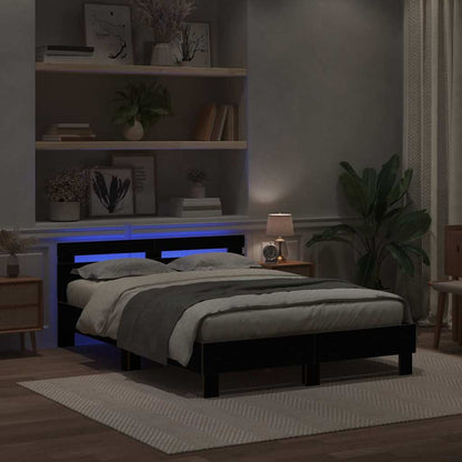 Struttura del letto Rovere Nero 150 x 200 cm Legno multistrato | homemem39