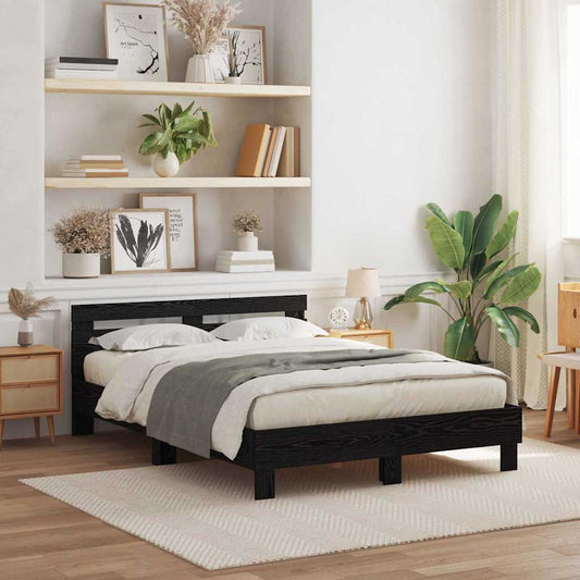 Struttura del letto Rovere Nero 150 x 200 cm Legno multistrato | homemem39