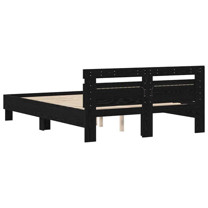 Struttura del letto Rovere Nero 150 x 200 cm Legno multistrato | homemem39