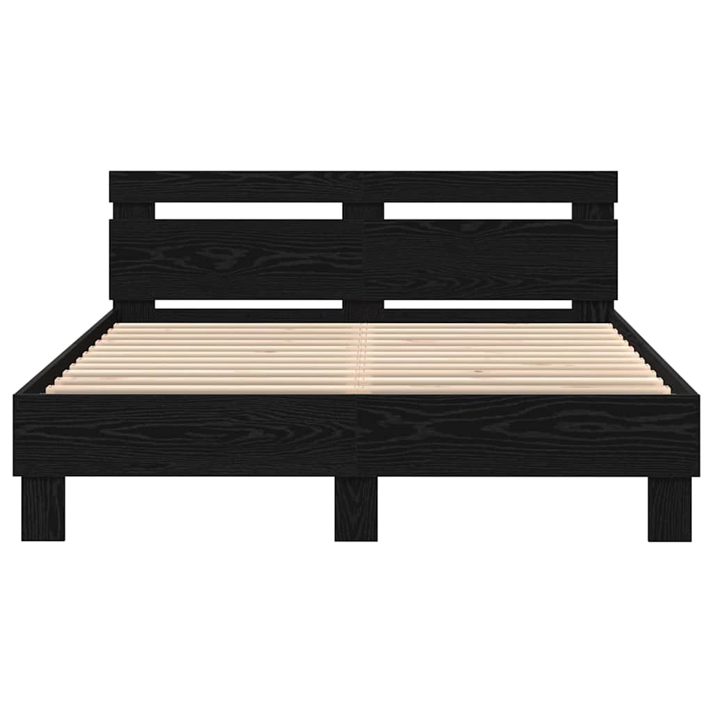 Struttura del letto Rovere Nero 150 x 200 cm Legno multistrato | homemem39