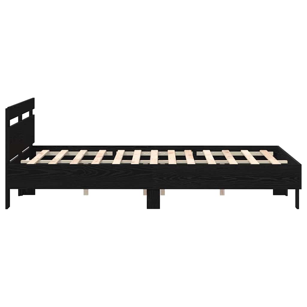 Struttura del letto Rovere Nero 150 x 200 cm Legno multistrato | homemem39