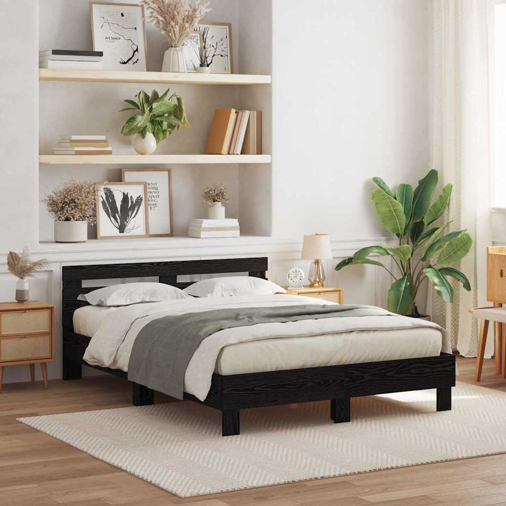 Struttura del letto Rovere Nero 140 x 190 cm Legno multistrato | homemem39