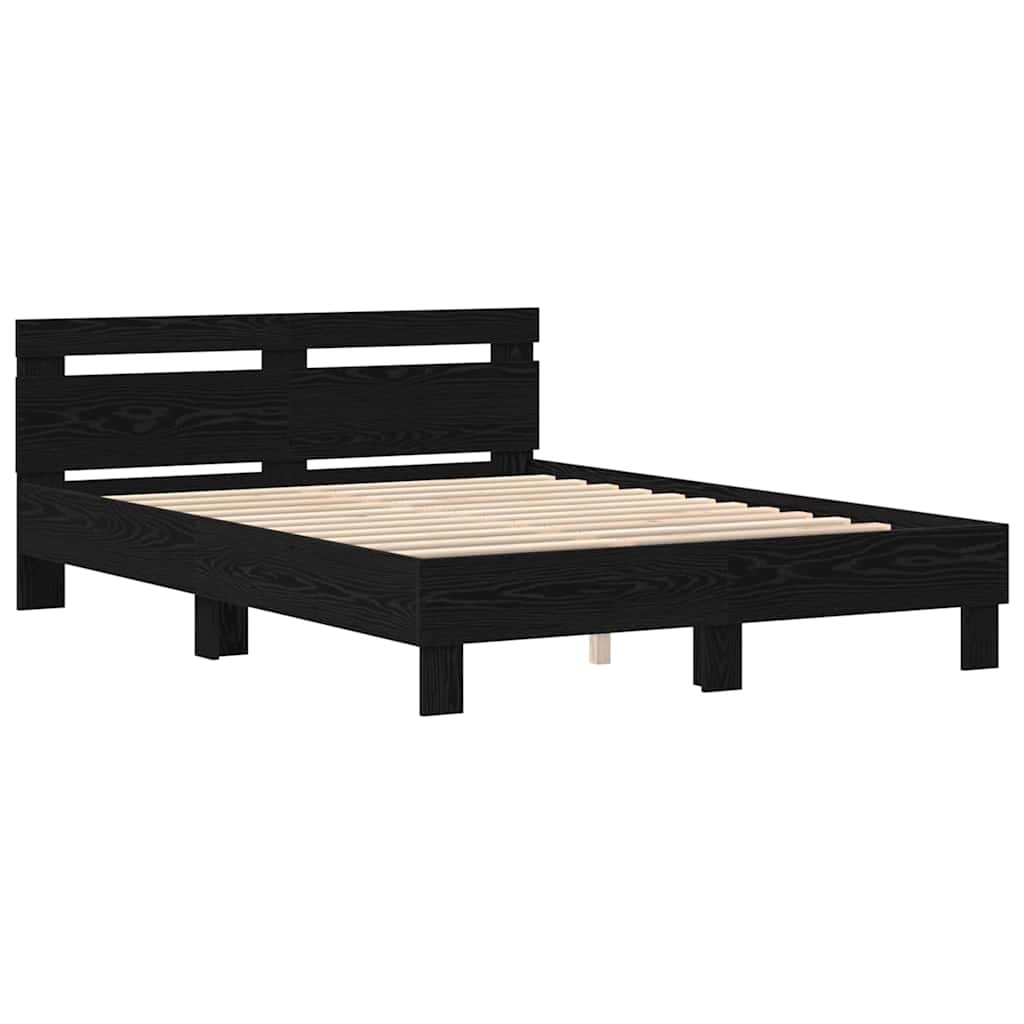 Struttura del letto Rovere Nero 140 x 190 cm Legno multistrato | homemem39