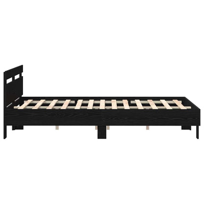 Struttura del letto Rovere Nero 140 x 190 cm Legno multistrato | homemem39