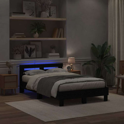 Struttura del letto Rovere Nero 135 x 190 cm Legno multistrato | homemem39