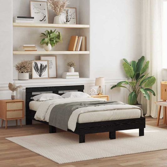 Struttura del letto Rovere Nero 135 x 190 cm Legno multistrato | homemem39