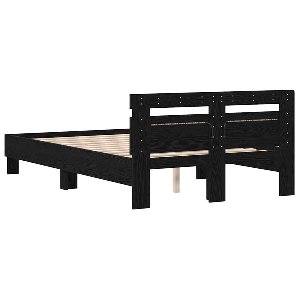 Struttura del letto Rovere Nero 135 x 190 cm Legno multistrato | homemem39