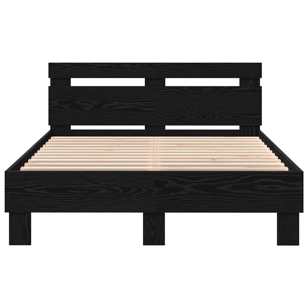 Struttura del letto Rovere Nero 135 x 190 cm Legno multistrato | homemem39