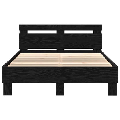 Struttura del letto Rovere Nero 135 x 190 cm Legno multistrato | homemem39