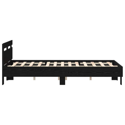 Struttura del letto Rovere Nero 135 x 190 cm Legno multistrato | homemem39