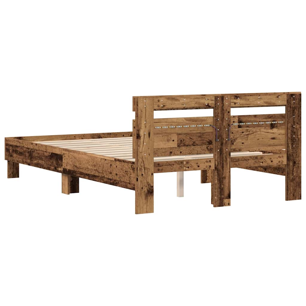 Struttura del letto con led Legno vecchio 120 x 190 cm | homemem39