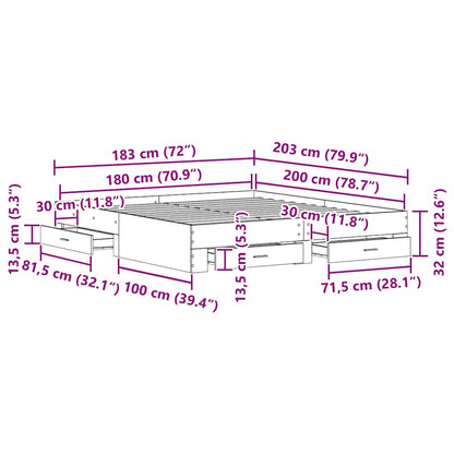 Struttura del letto Rovere artigianale 180 x 200 cm