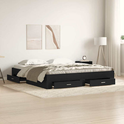 Struttura del letto Rovere Nero 180 x 200 cm Legno multistrato | homemem39