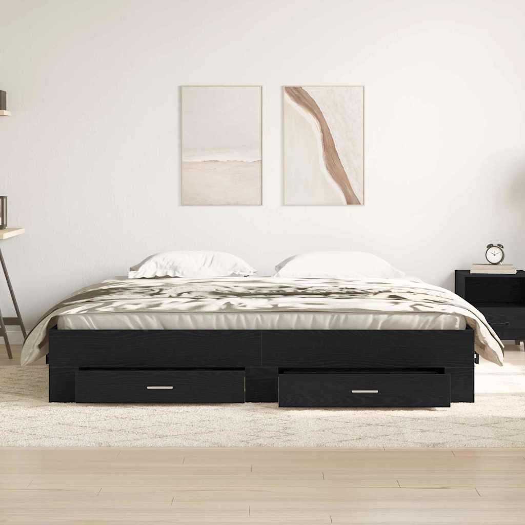 Struttura del letto Rovere Nero 180 x 200 cm Legno multistrato | homemem39