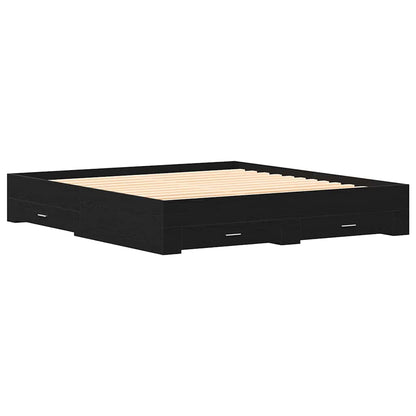 Struttura del letto Rovere Nero 180 x 200 cm Legno multistrato