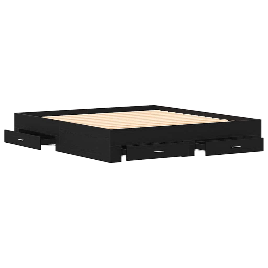 Struttura del letto Rovere Nero 180 x 200 cm Legno multistrato | homemem39