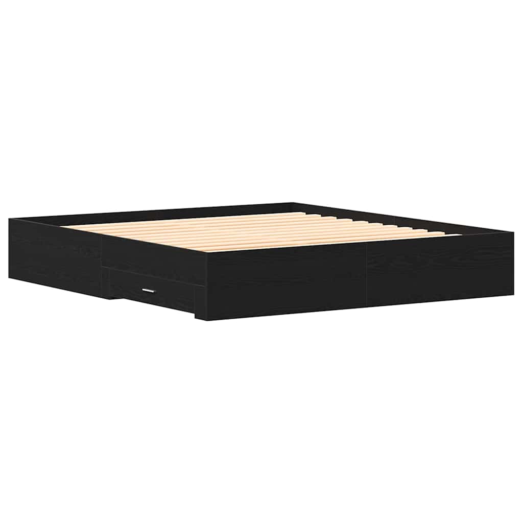 Struttura del letto Rovere Nero 180 x 200 cm Legno multistrato | homemem39