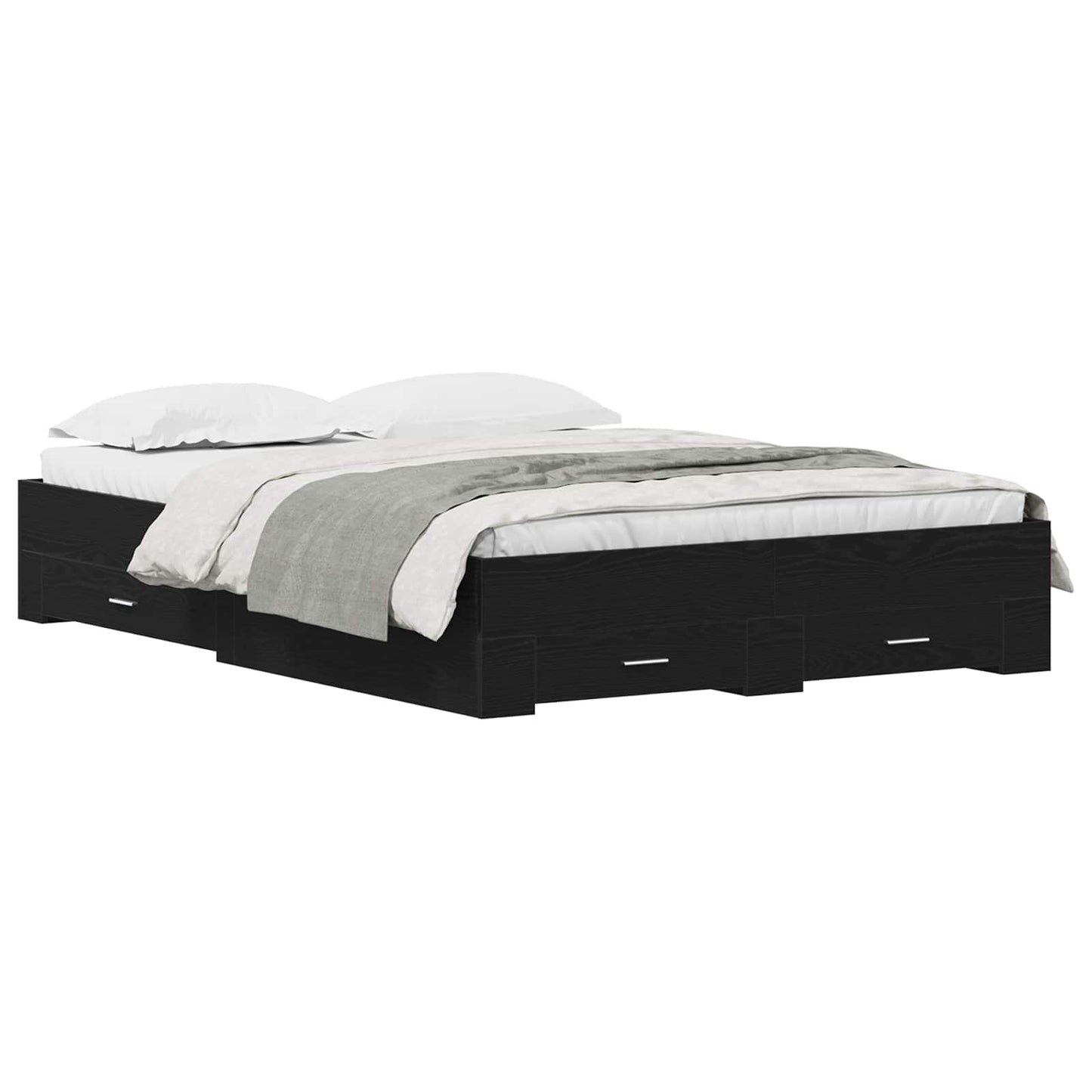 Struttura del letto Rovere Nero 160 x 200 cm Legno multistrato