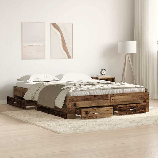 Struttura del letto con cassetto Legno vecchio 140 x 200 cm | homemem39