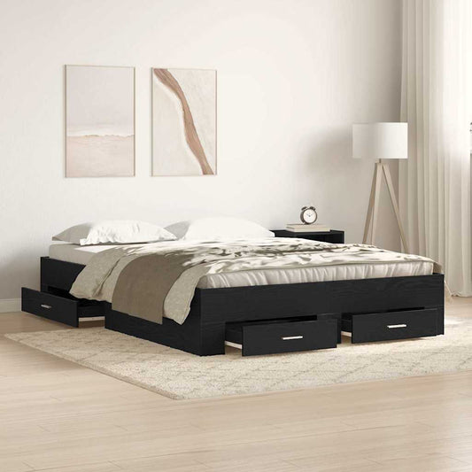 Struttura del letto con cassetto Rovere Nero 140 x 200 cm | homemem39
