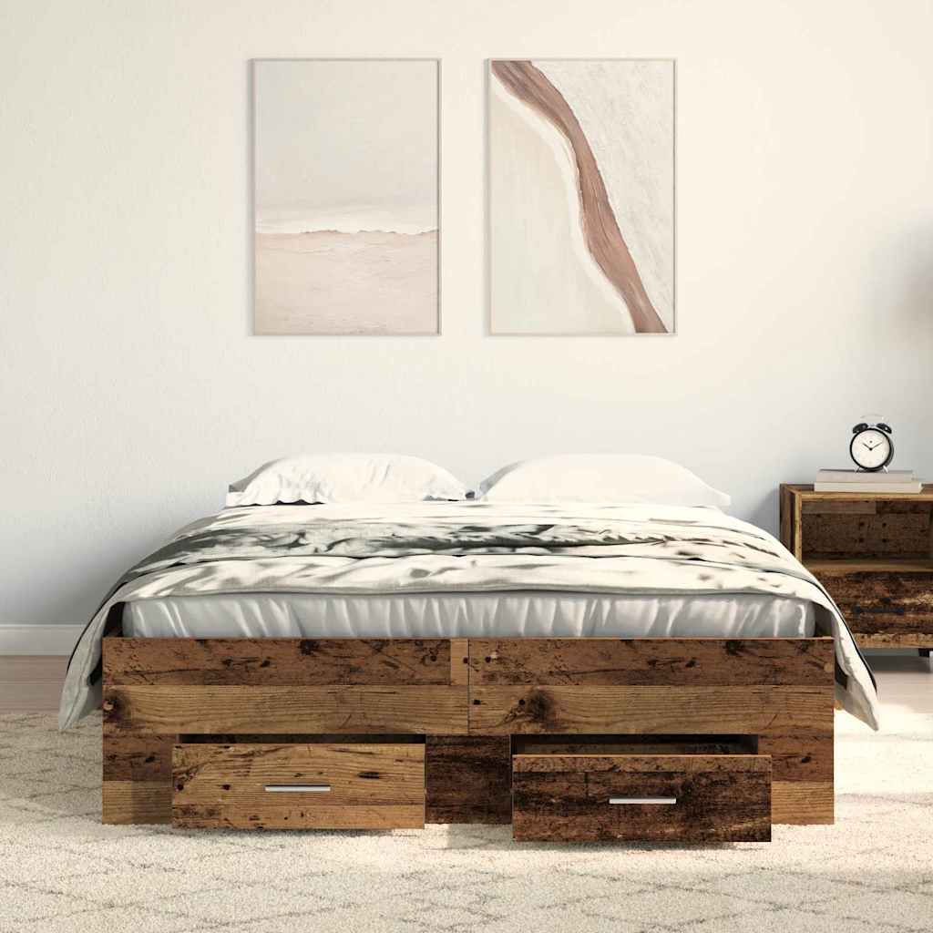 Struttura del letto con cassetto Legno vecchio 120 x 200 cm