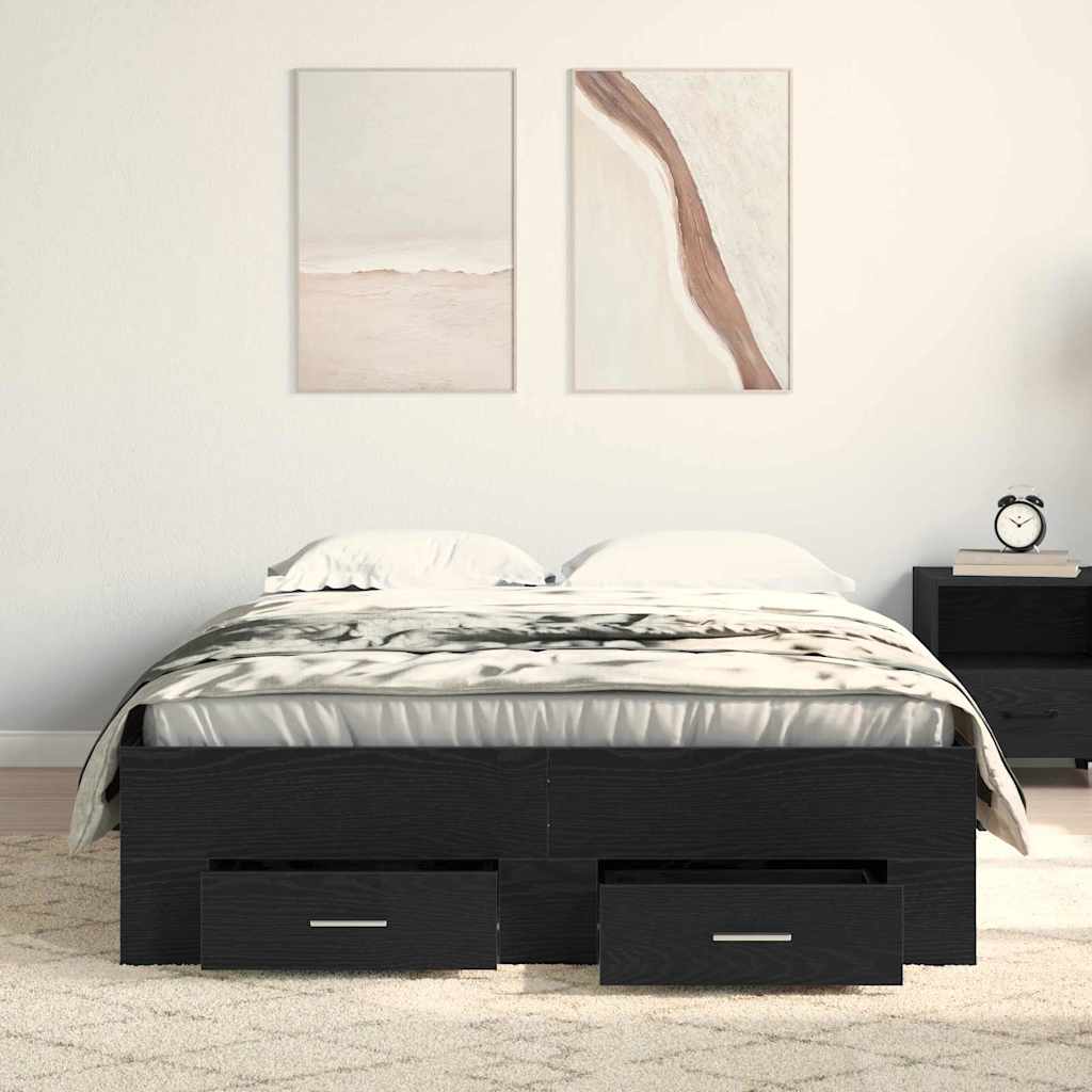 Struttura del letto Rovere Nero 120 x 200 cm Legno multistrato | homemem39