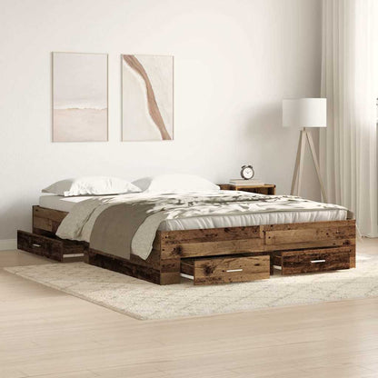 Struttura del letto con cassetto Legno vecchio 140 x 190 cm