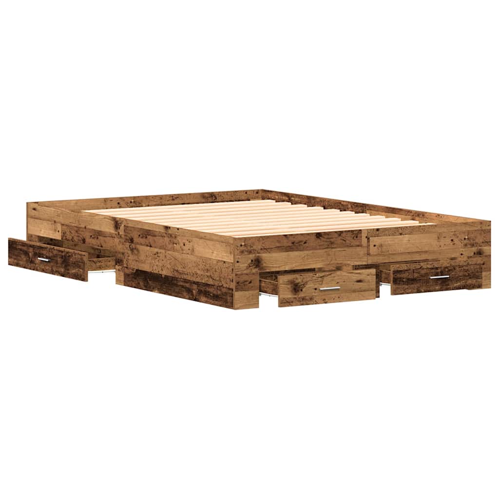 Struttura del letto con cassetto Legno vecchio 140 x 190 cm | homemem39