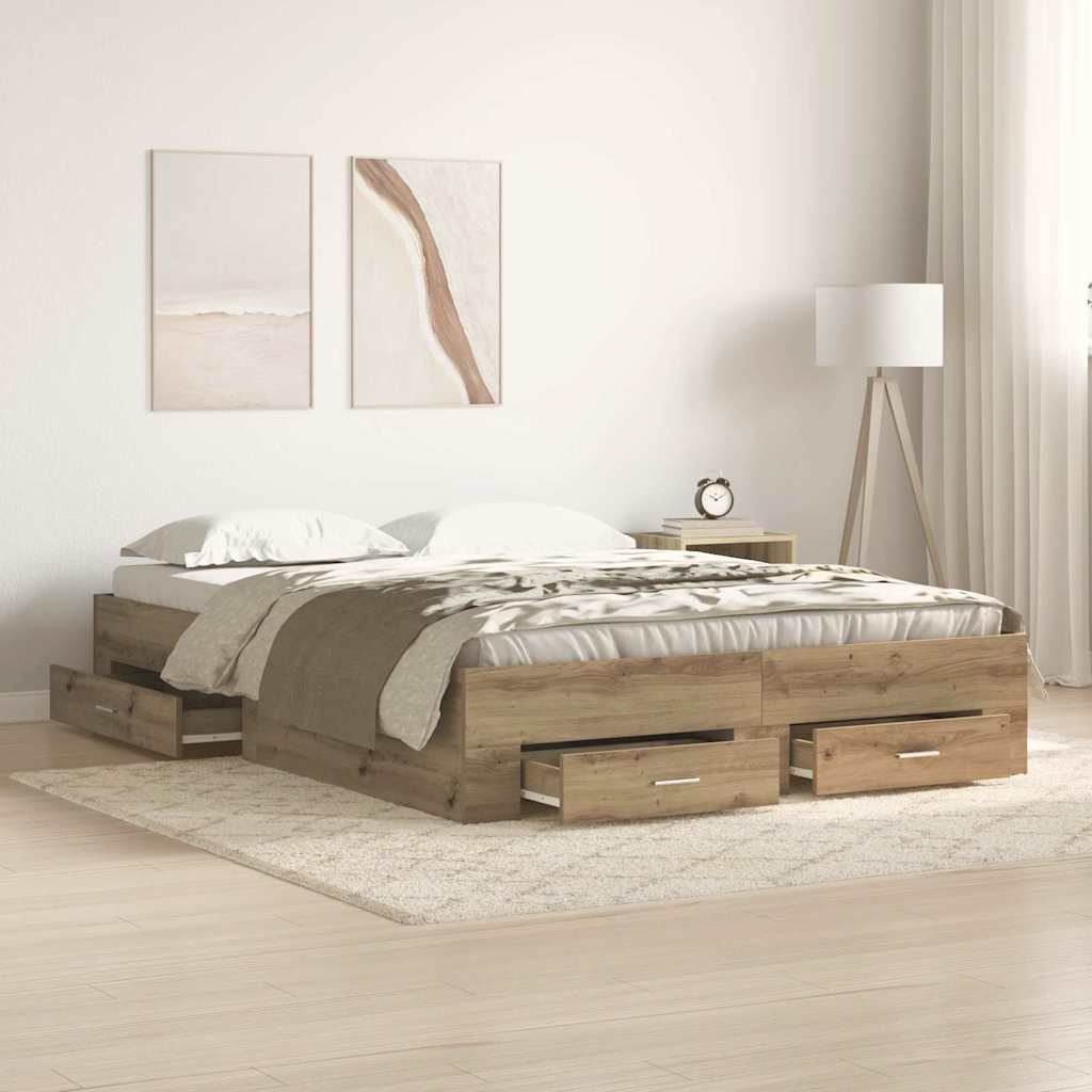 Struttura del letto Rovere artigianale 140 x 190 cm