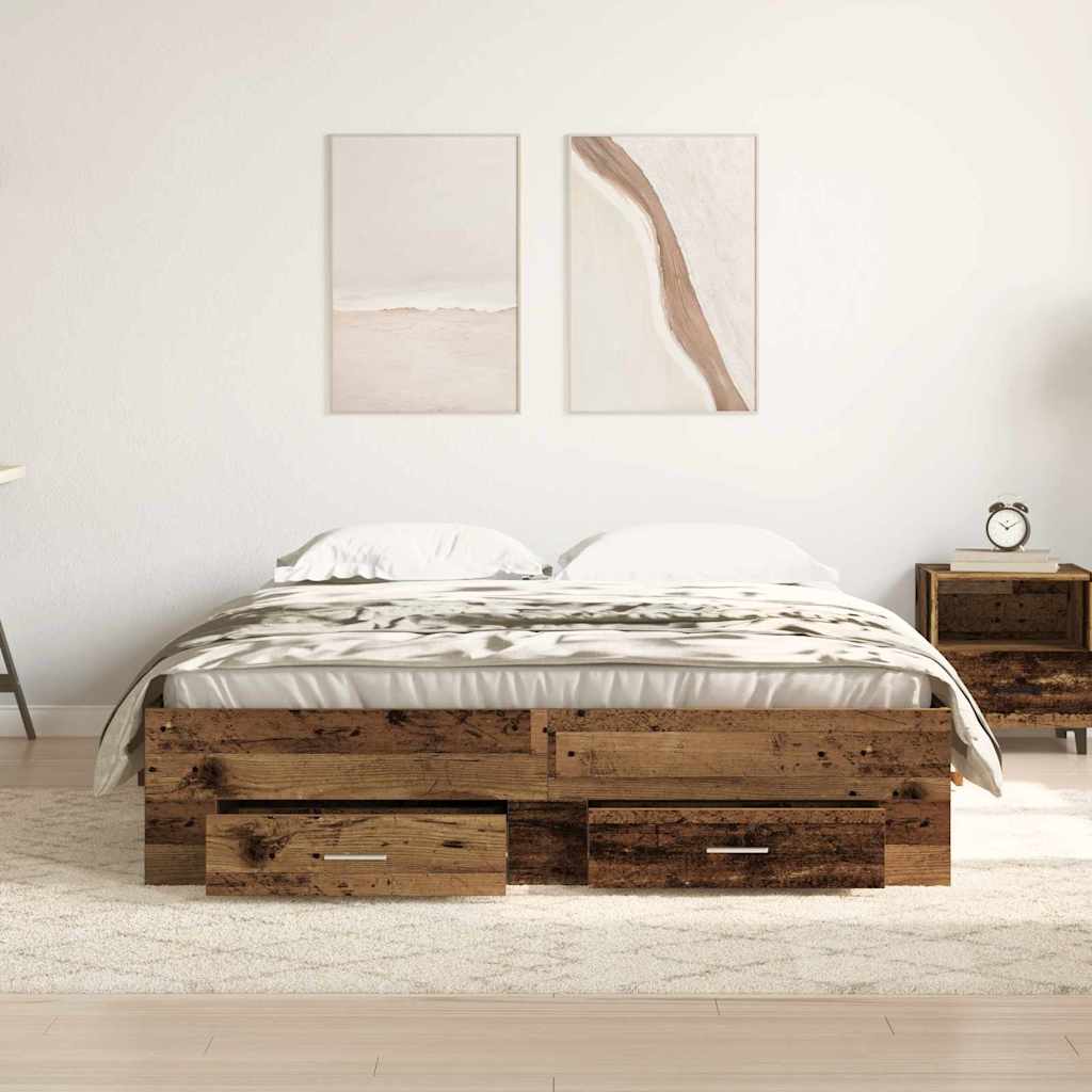 Struttura del letto con cassetto Legno vecchio 135 x 190 cm | homemem39