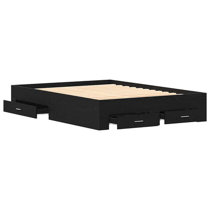 Struttura del letto Rovere Nero 135 x 190 cm Legno multistrato | homemem39