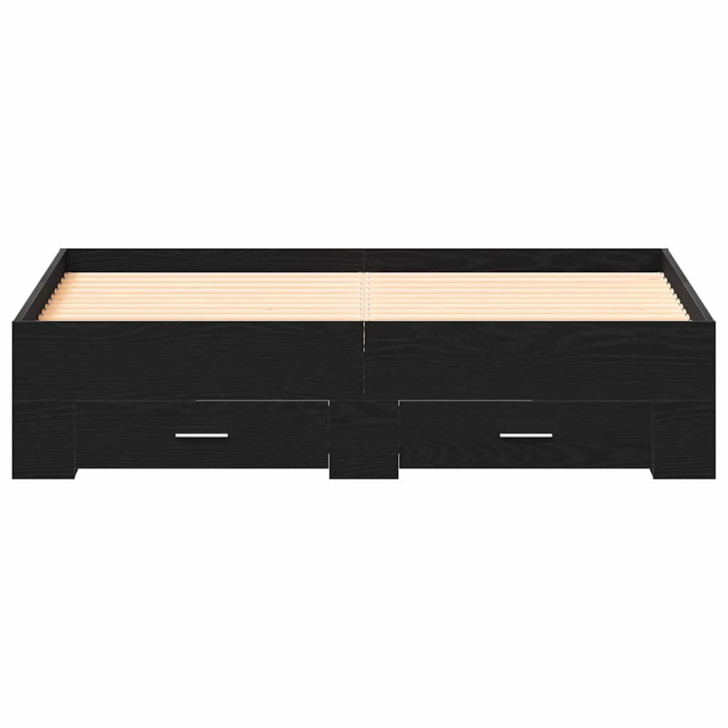 Struttura del letto Rovere Nero 135 x 190 cm Legno multistrato | homemem39