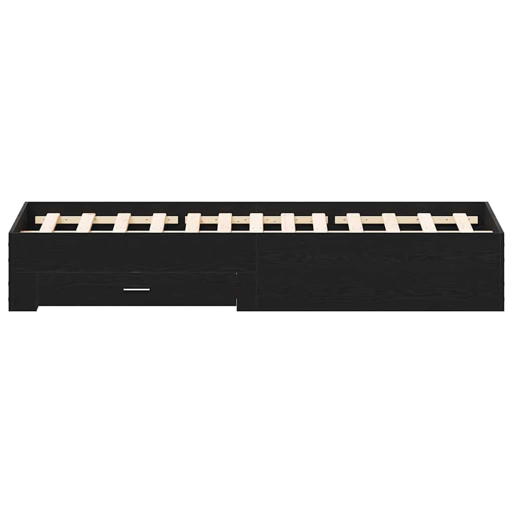Struttura del letto Rovere Nero 135 x 190 cm Legno multistrato | homemem39