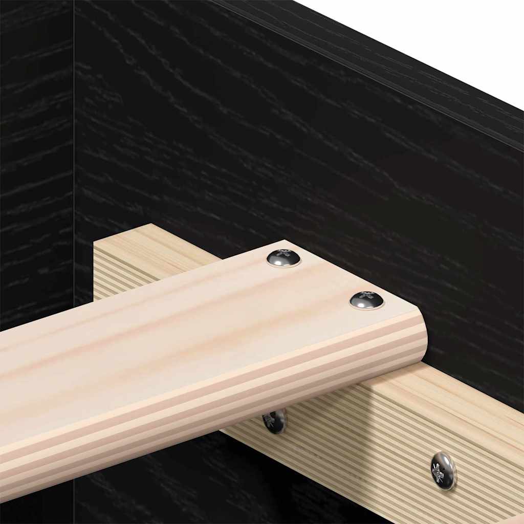 Struttura del letto Rovere Nero 120 x 190 cm Legno multistrato | homemem39