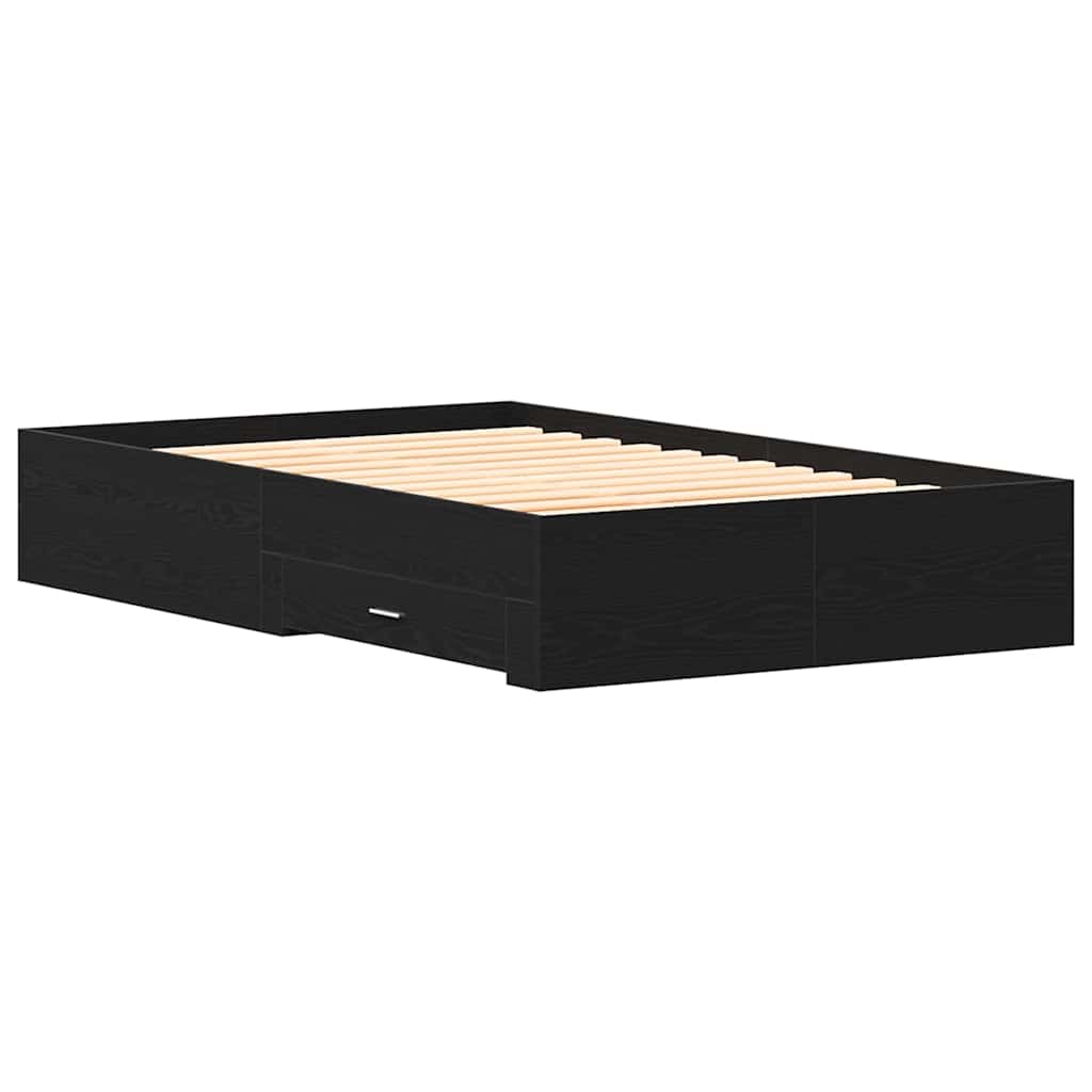 Struttura del letto Rovere Nero 120 x 190 cm Legno multistrato | homemem39