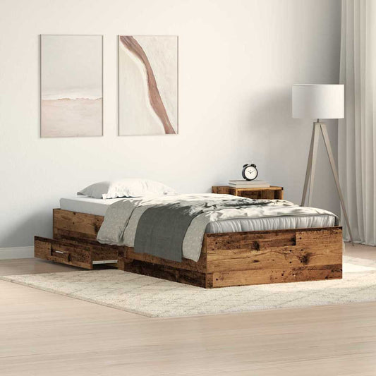 Struttura del letto con cassetto Legno vecchio 100 x 200 cm | homemem39