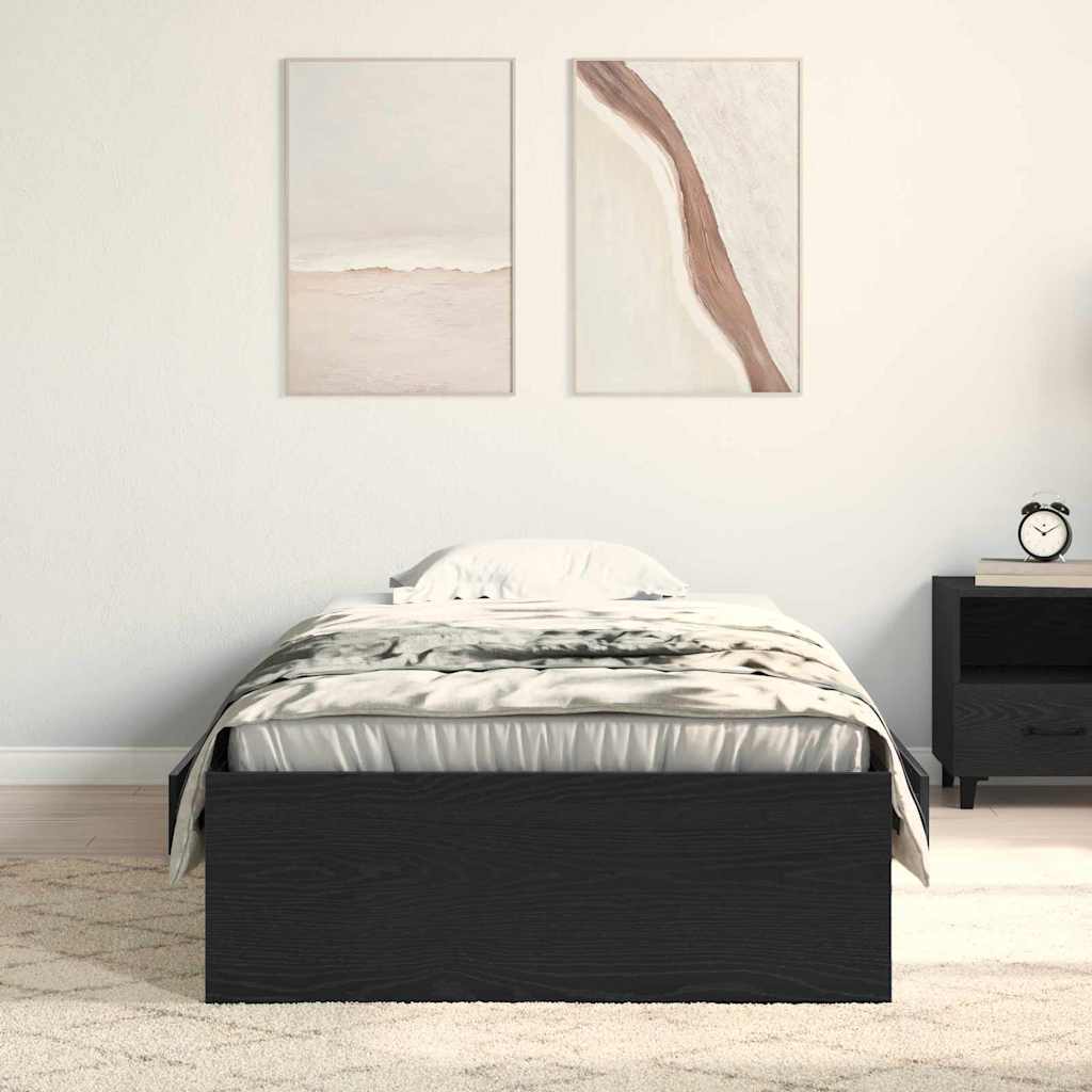 Struttura del letto Rovere Nero 100 x 200 cm Legno multistrato | homemem39
