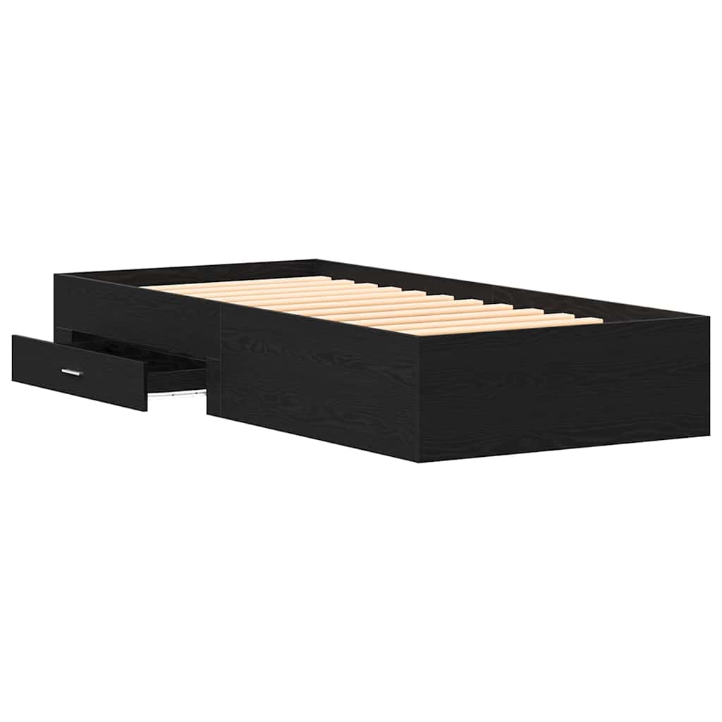 Struttura del letto Rovere Nero 100 x 200 cm Legno multistrato | homemem39