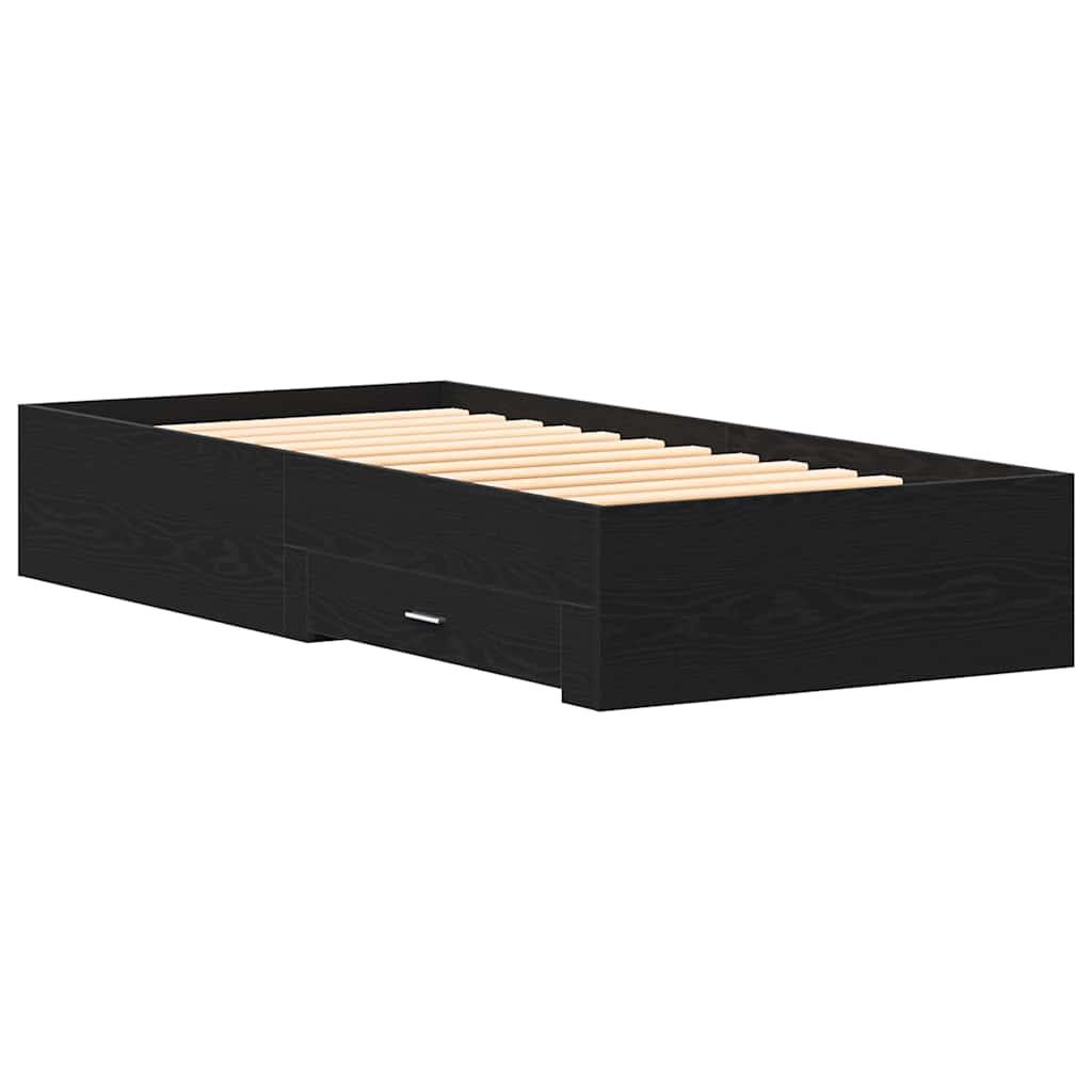 Struttura del letto Rovere Nero 100 x 200 cm Legno multistrato | homemem39