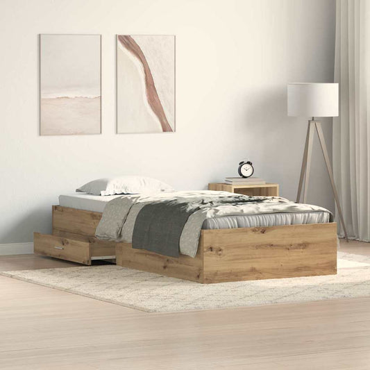 Struttura del letto con cassetto Rovere artigianale 90 x 200 cm | homemem39