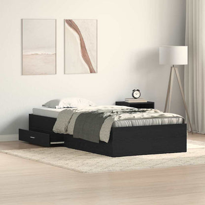 Struttura del letto Rovere Nero 90 x 200 cm Legno multistrato | homemem39