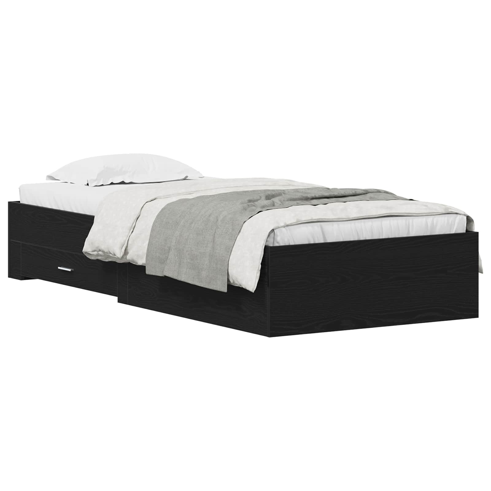 Struttura del letto Rovere Nero 90 x 200 cm Legno multistrato | homemem39
