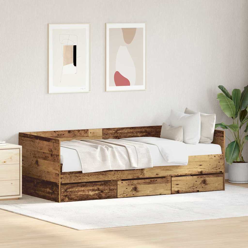 Daybed con testiera Legno vecchio 90 x 200 cm Legno multistrato | homemem39