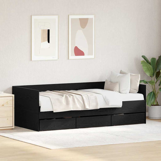 Daybed con testiera Rovere Nero 90 x 200 cm Legno multistrato | homemem39