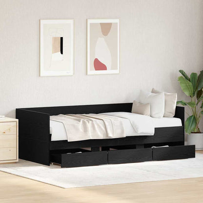 Daybed con testiera Rovere Nero 90 x 200 cm Legno multistrato